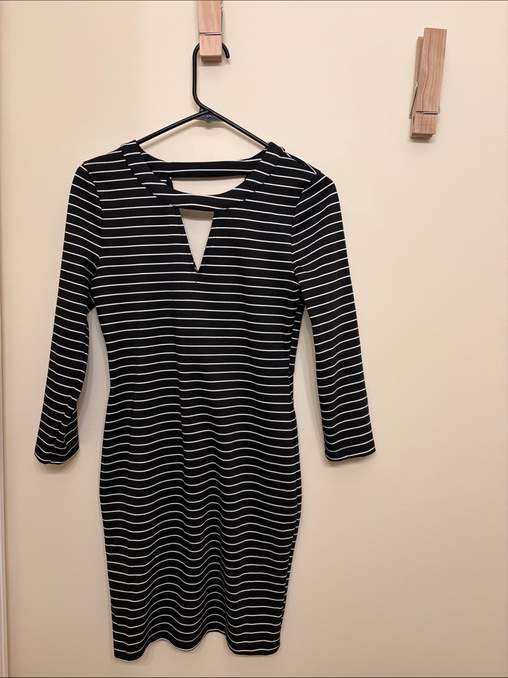BB Dakota Black & White Striped Cutout Sheath Dress